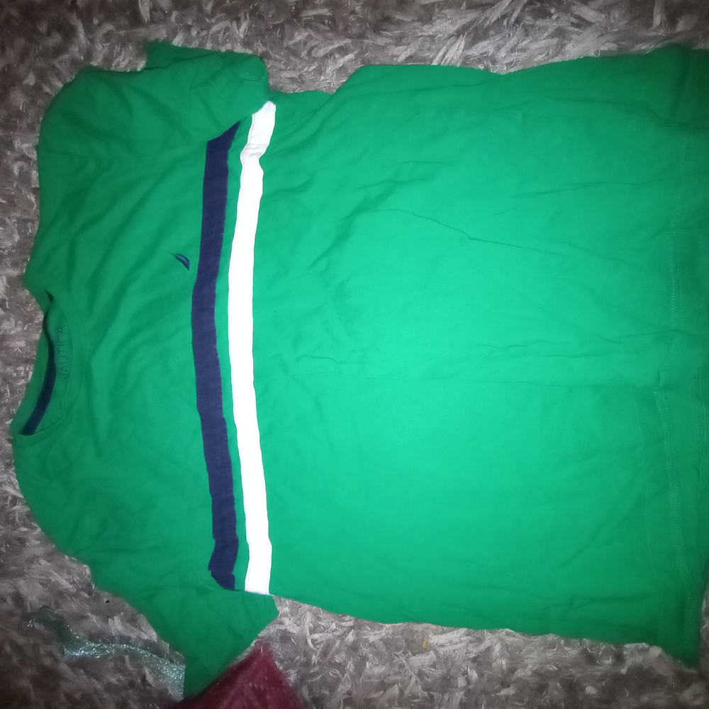 Vibrant Green Short Sleeve Tee with White Stripe Detail